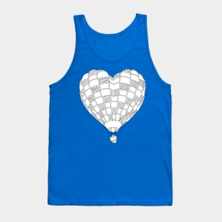 Heart Hot Air Balloon, Adult Coloring Illustration Tank Top